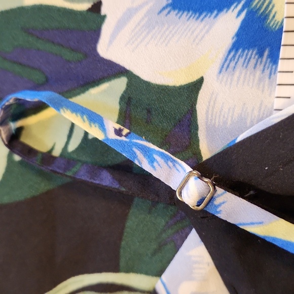 Banana Republic Navy Floral Hawaiian Strappy Dress Lined Asymmetrical 12 Tall - Picture 15 of 16